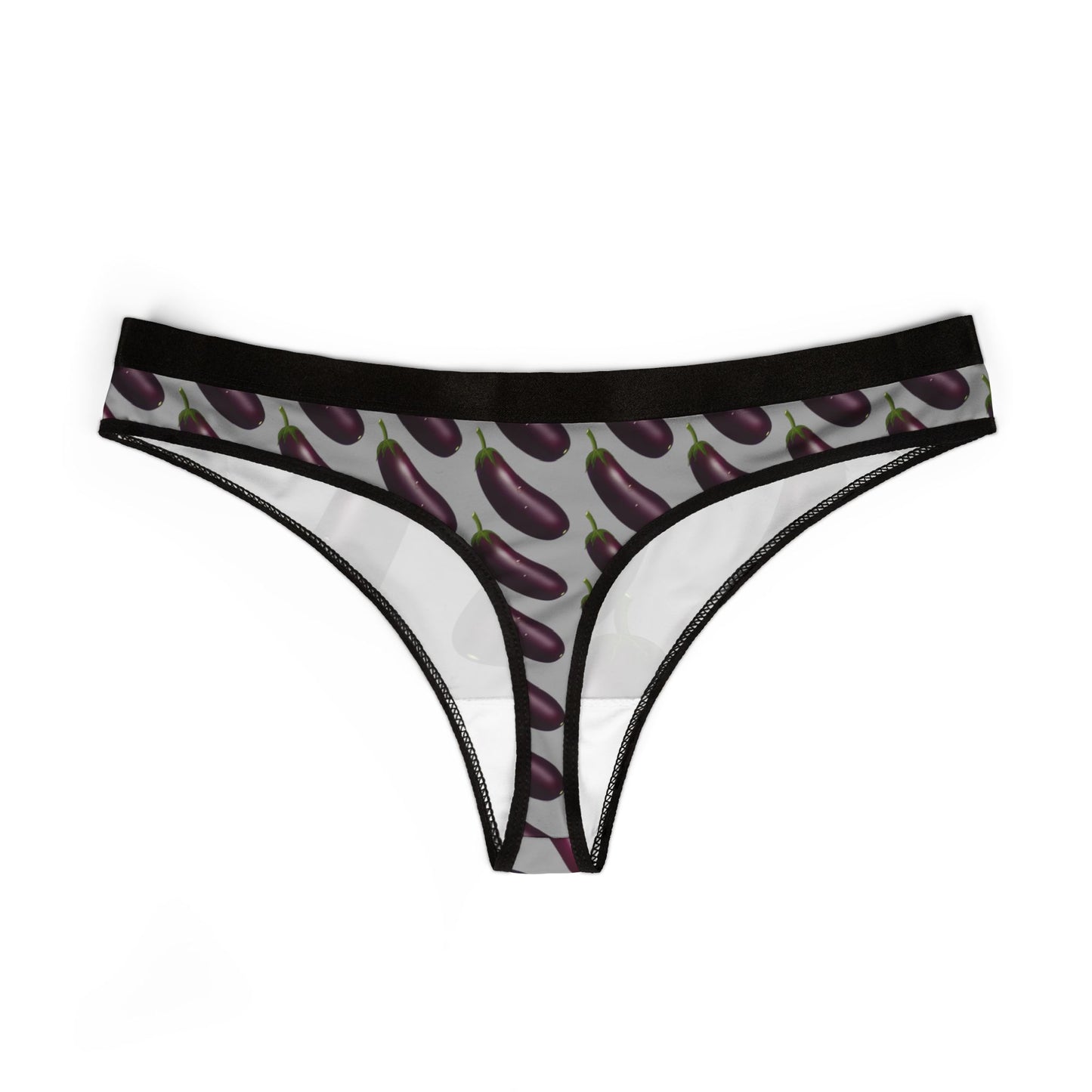 Women's Thongs with Eggplant Design