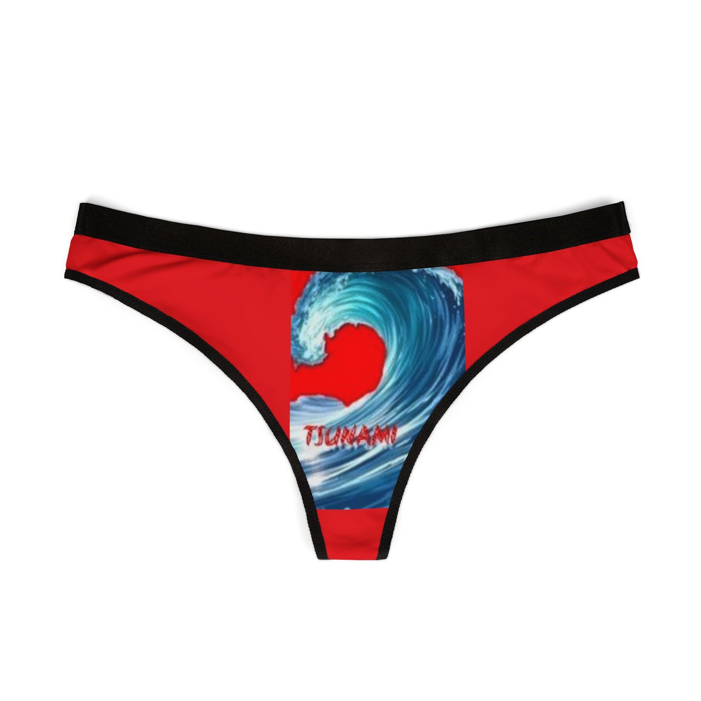 Tsunami Wave Women's Thongs - Vibrant Red Underwear for Beach Lovers