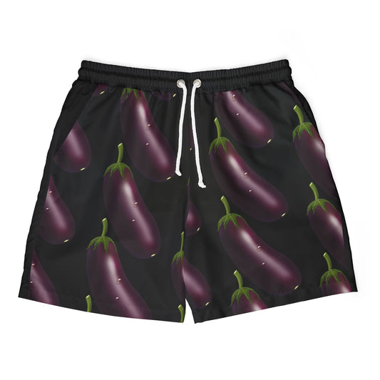 Eggplant Pattern Men Swim Shorts for Summer Fun