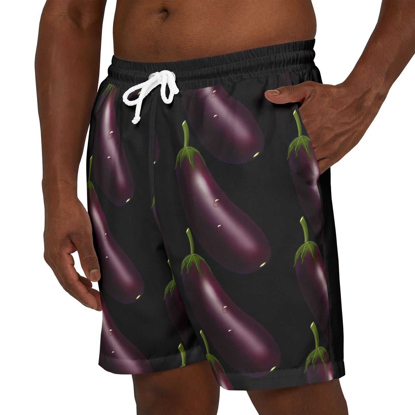 Eggplant Pattern Men Swim Shorts for Summer Fun