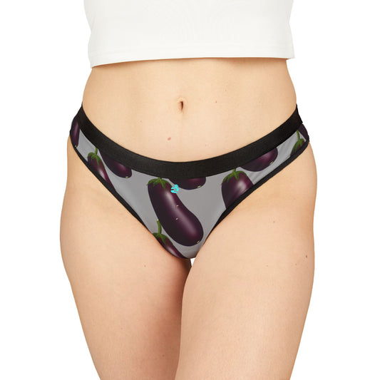 Women's Thongs with Eggplant Design