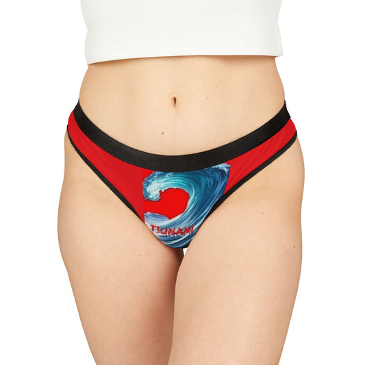 Tsunami Wave Women's Thongs - Vibrant Red Underwear for Beach Lovers