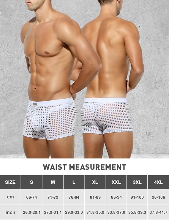 Arjen Kroos Men's Sexy Underwear Mesh Breathable Boxer Briefs Soft Stretch Trunks