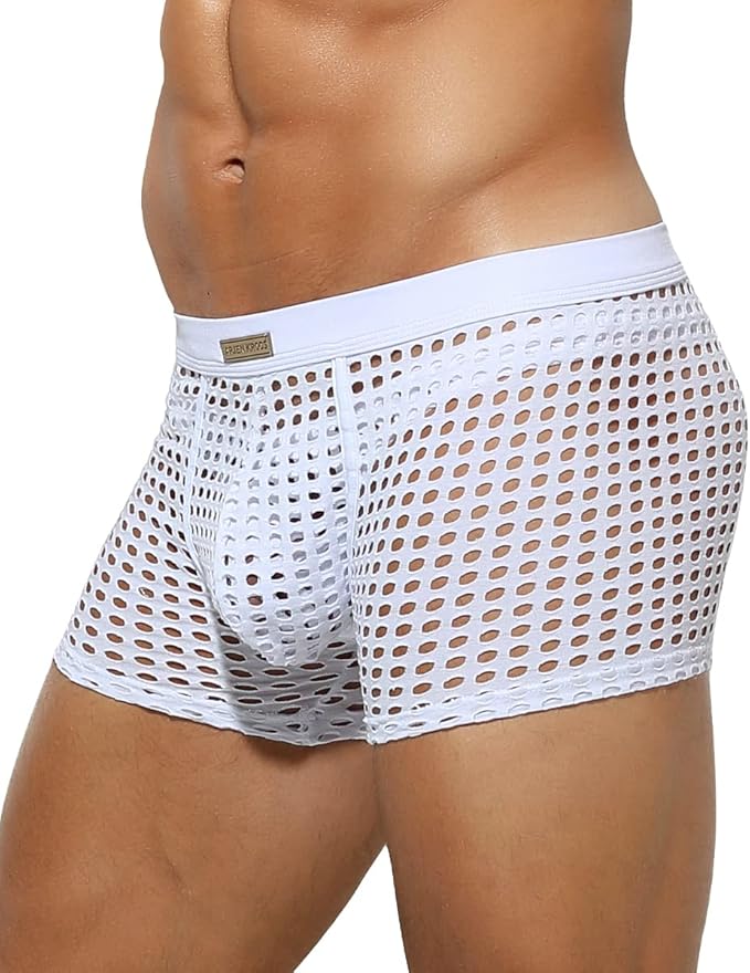 Arjen Kroos Men's Sexy Underwear Mesh Breathable Boxer Briefs Soft Stretch Trunks
