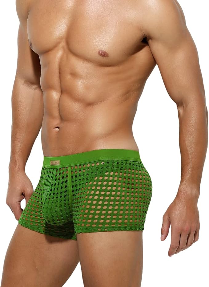 Arjen Kroos Men's Sexy Underwear Mesh Breathable Boxer Briefs Soft Stretch Trunks