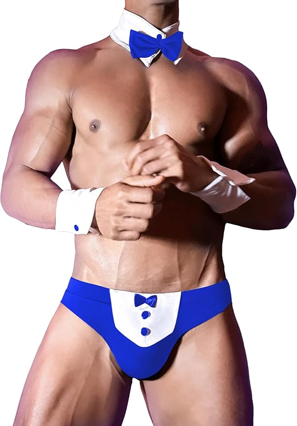 Avidlove Men's Sexy Briefs Gentleman Lingerie Bowknot Cosplay Costume Shorts And Necktie Bow Tie 4pcs/Set