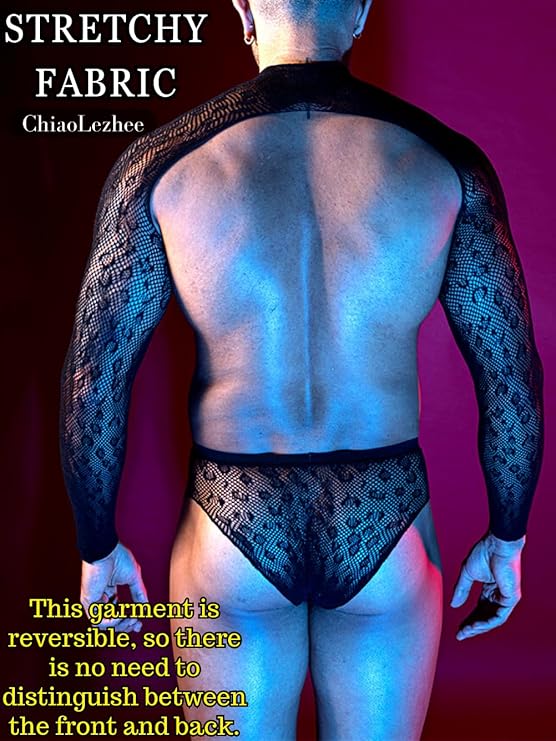 Sexy Men's T Shirt, Sheer Leopard Print Underwear, Fishnet Lingerie for Men, Crop Top Male Mesh Clothes