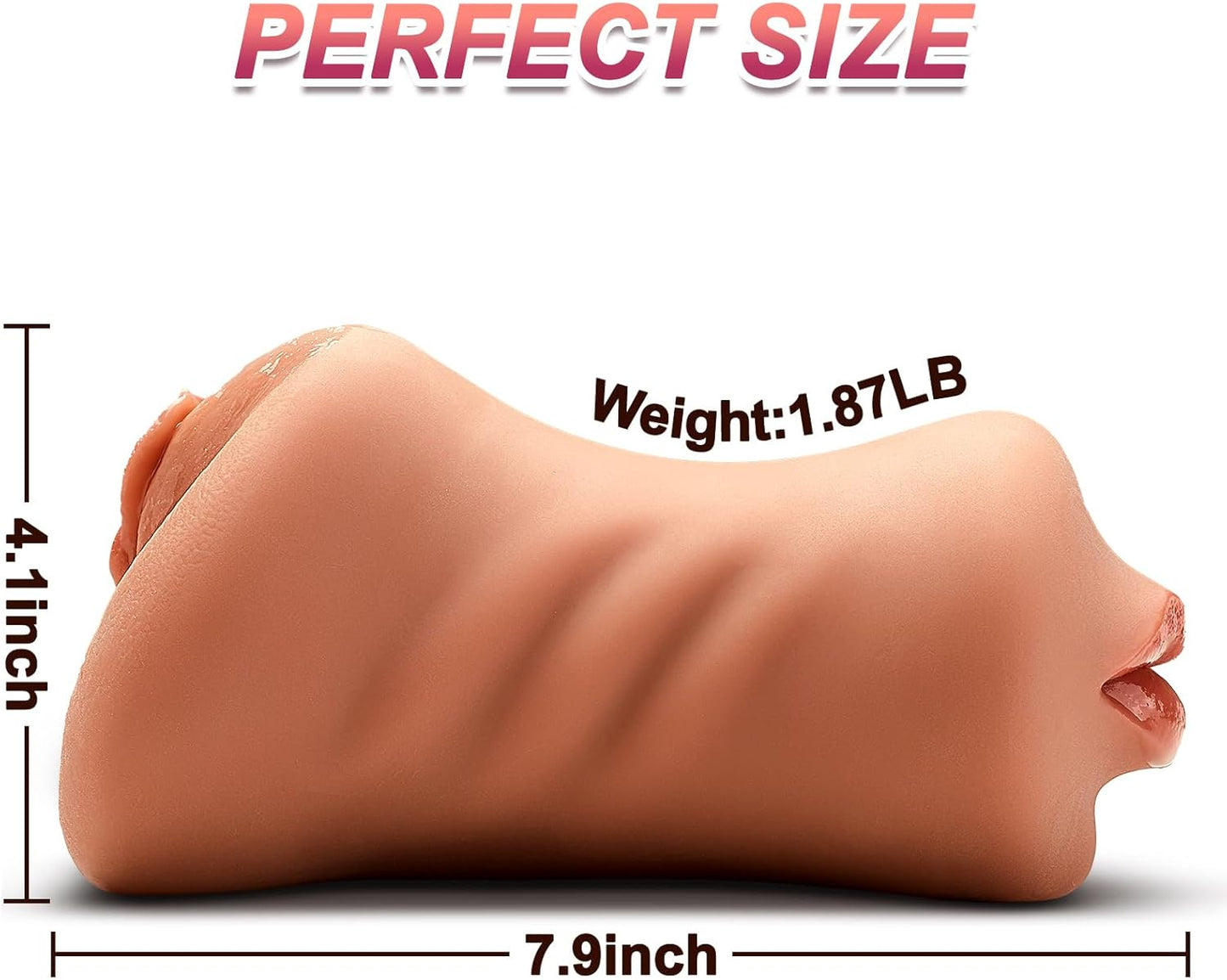 3 in 1 Pocket Pussy Male Masturbator - Adult Sex Toys for Men Penis Stimulation,Male Blowjob Stroker Toy with 3D Realistic Textured Tight Anus & Real Mouth for Man Masturbation Pleasure (Tan)