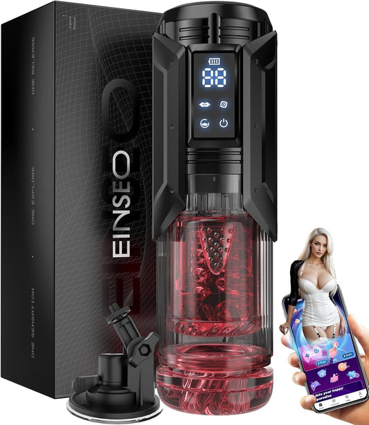 Sex Toys for Men Penis Pump - EINSEO AI Sync Full Waterproof Male Masturbator Stroker with 7 Sucking Thrusting Rotating & 7 Licking Adult Toys, Pocket Pussy Mens Sex Toy Blowjob Sex Machine