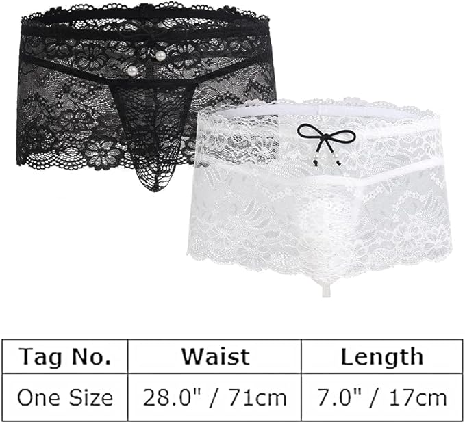ABAFIP Men's Sissy Lingerie Low Rise Lace Mesh Sheer Mini Skirt + G-string Panties 2Pc Crossdressing Underwear