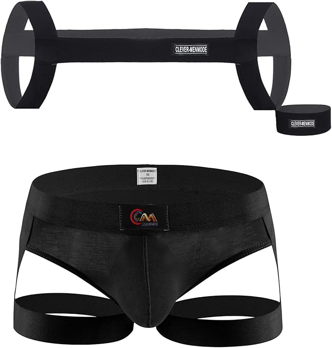 Evankin Men's Thong Underwear Sexy Outfit Legging Straps Sets Tank Tops Chest Straps Tight Fitting Underpants Set