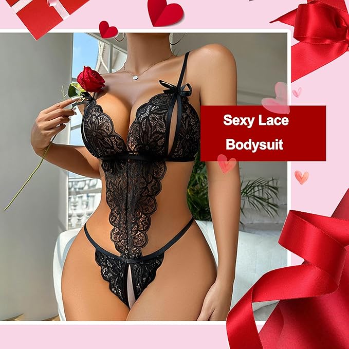 Women Teddy Lingerie for Women Lace Lingerie Set Teddy Bodysuit Deep V Teddy One-Piece Babydoll Mini Bodysuit