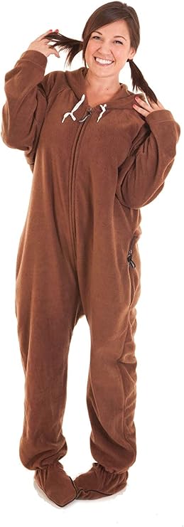 Forever Lazy Footed Adult Onesies, One-Piece Pajama Jumpsuits for Men and Women, Unisex. with Detachable Feet.